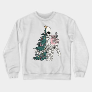 Sorta Merry Sorta Scary Christmas Tree Skeleton Fun Crewneck Sweatshirt